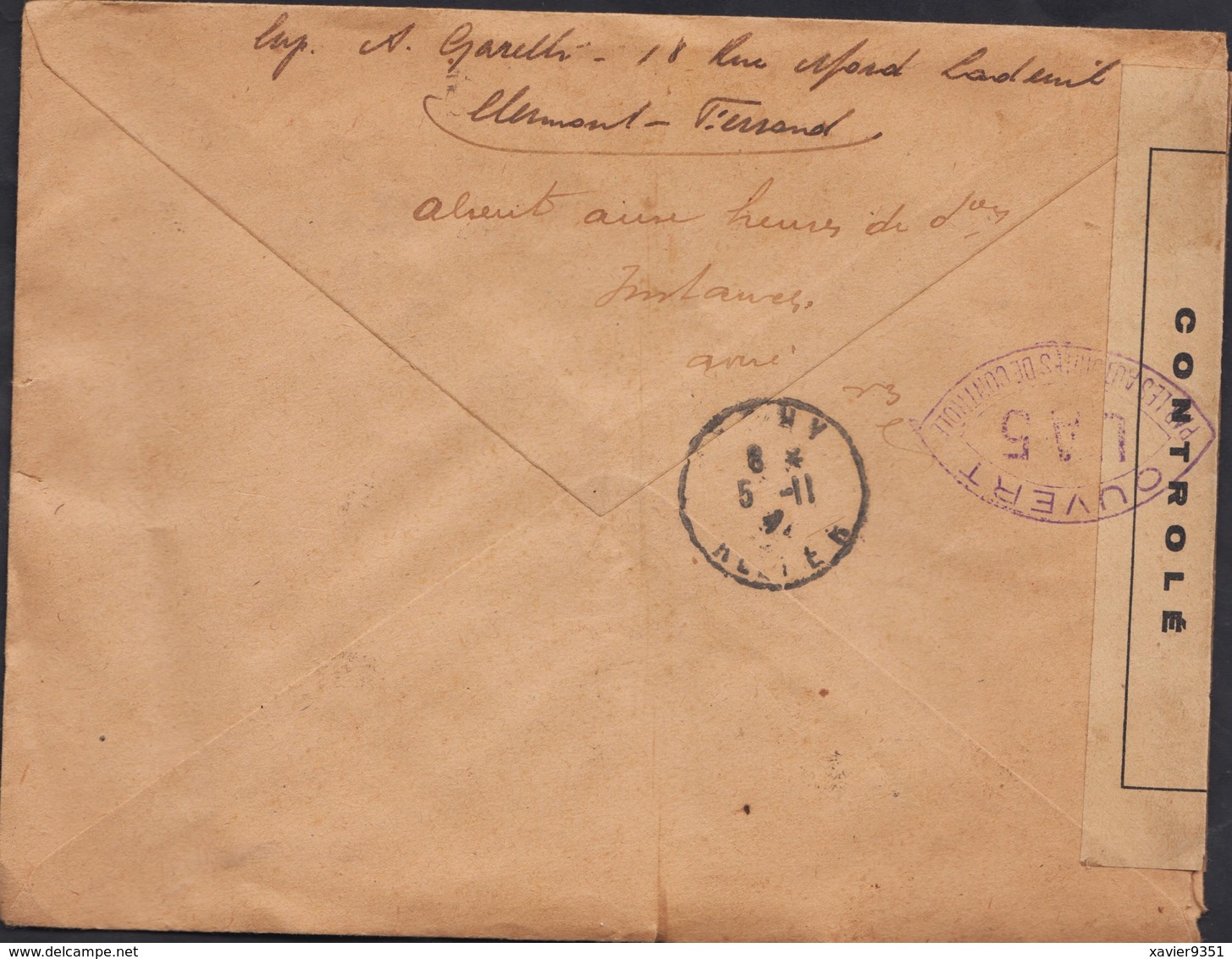 LETTRE  ROYAT POUR VICHY  DU 04/11/1942  TIMBRES DE LA LÉGION TRICOLORE AVEC INTERVALLE OUVERTE PAR LA CENSURE - Brieven En Documenten