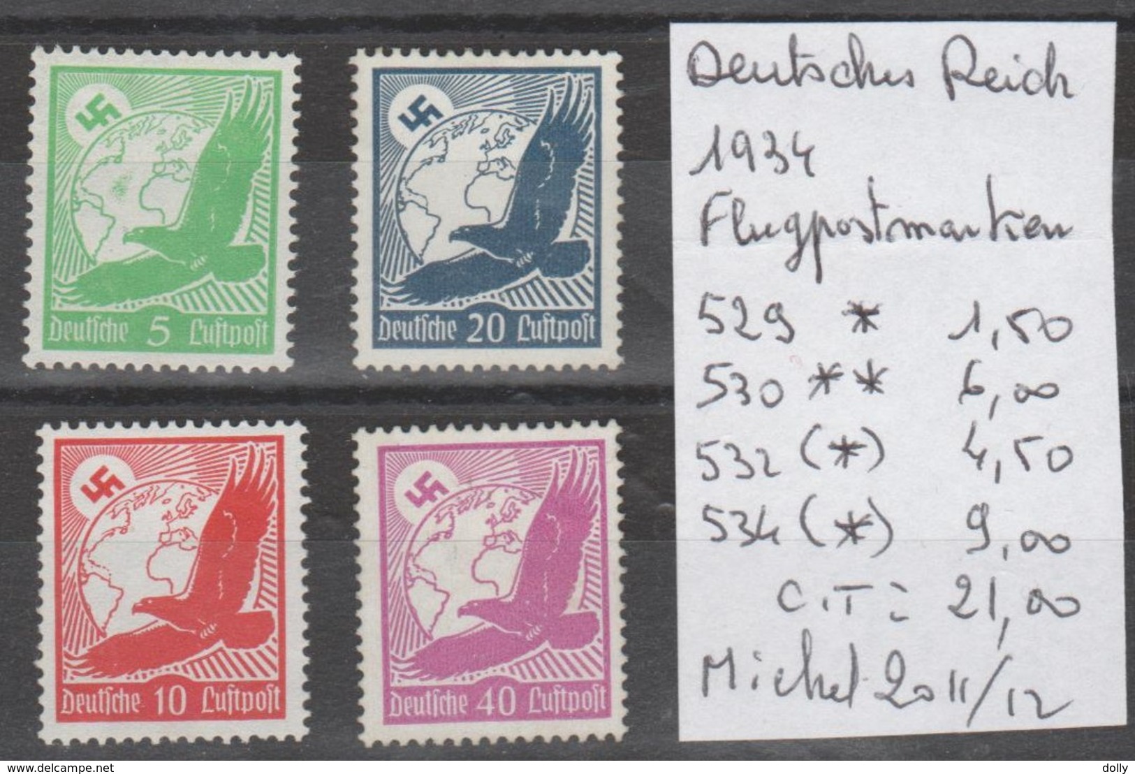 TIMBRES D ALLEMAGNE NEUF **/* (*) Nr 529*-530**-532(*)-534(*) COTE 21 € - Neufs