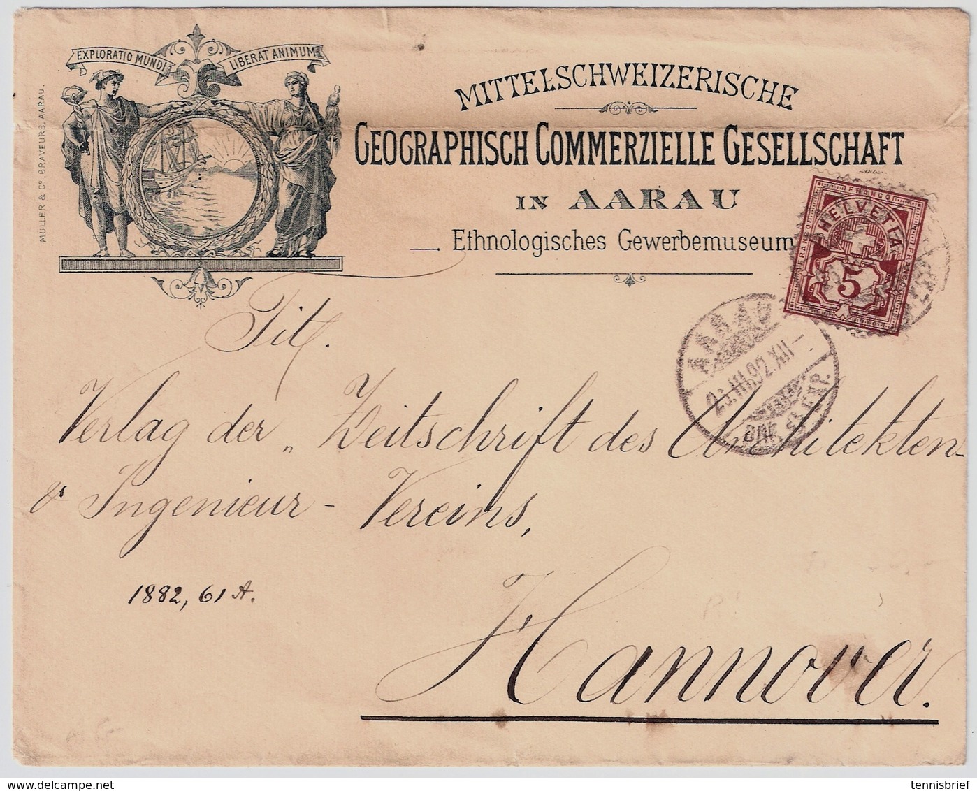 1892,5 Rp.  Aarau, Vs. Große Firmen -Abbildung!, #a1427 - Cartas & Documentos