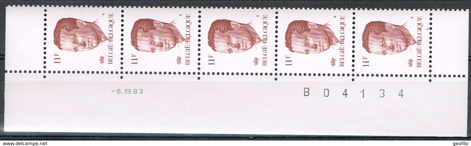 Cat. Nr. 2085** (P5a):  11F: 1 Strook Met Datum: 6 XII 83 - 1981-1990 Velghe