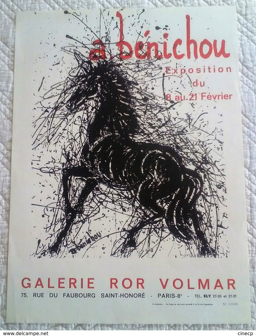 A. Bénichou Lithographie Originale Pour Exposition Galerie Volmar Faubourg St Honoré Affiche Originale Ancienne - Lithographies