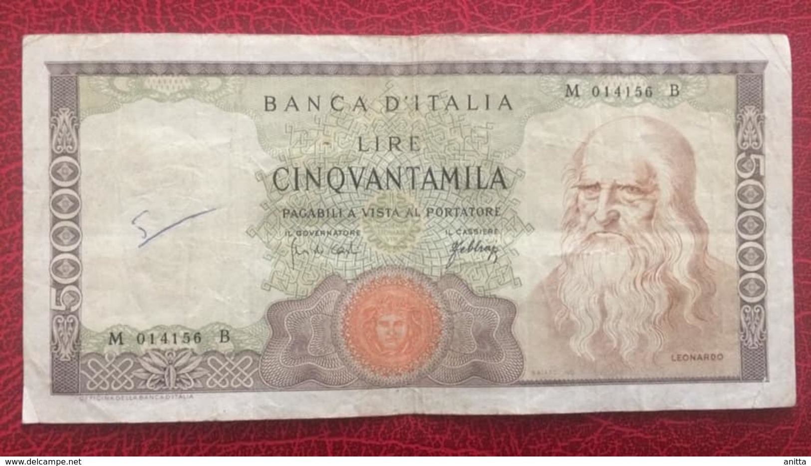 1967 ITALY ( LEONARDO ) RARE 50000 LIRE ( P 99a ) - 50.000 Lire