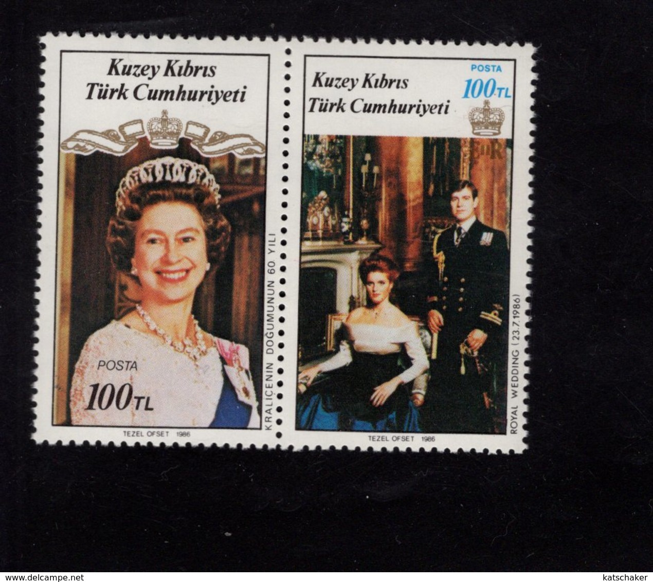 672531517 TURKISH CYPRUS 1986 POSTFRIS MINT NEVER HINGED POSTFRISCH EINWANDFREI SCOTT 195a ROYAL WEDDING - Unused Stamps