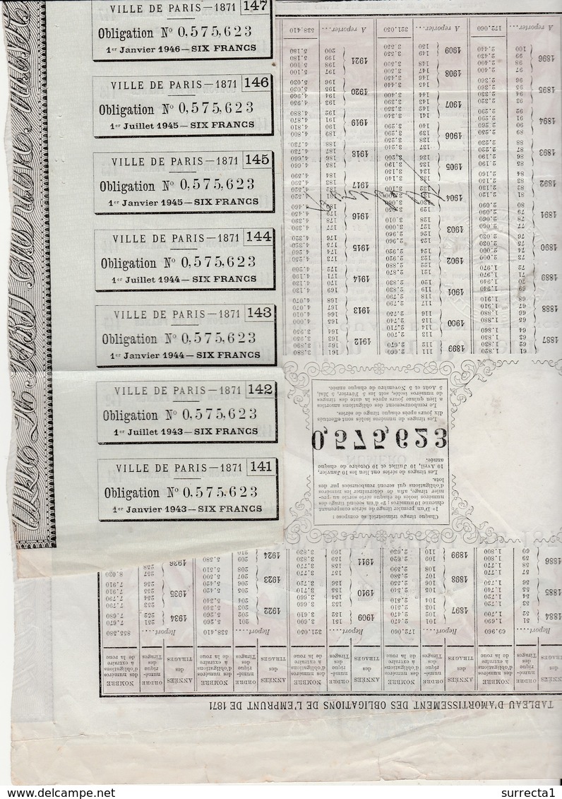 Obligation Ville De Paris / Emprunt Municipal 1871 / Industrie Commerce / Belle Illustration Couleur / Angelots - Autres & Non Classés