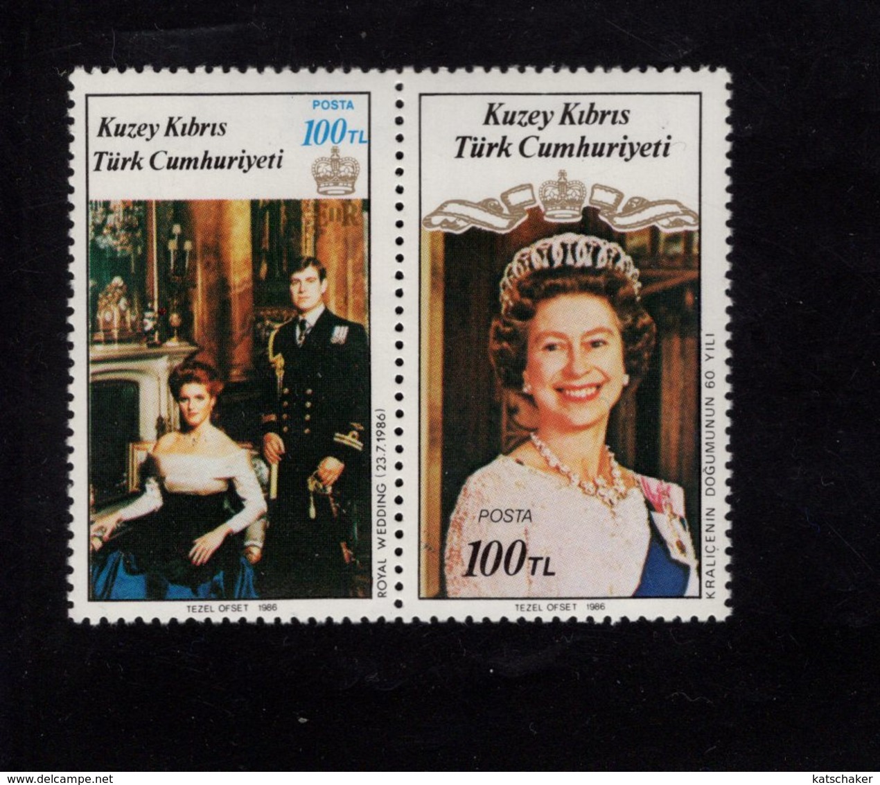 672535681 TURKISH CYPRUS 1986 POSTFRIS MINT NEVER HINGED POSTFRISCH EINWANDFREI SCOTT 195a ROYAL WEDDING - Neufs