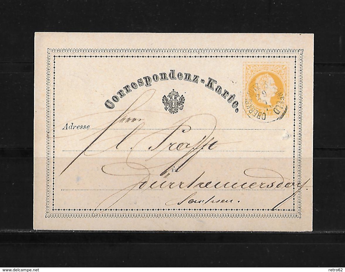 1876 Czechoslovakia → Austria Period 2 Kr Yellow PS Oberkreibitz-Schonfeld Cover - ...-1918 Préphilatélie