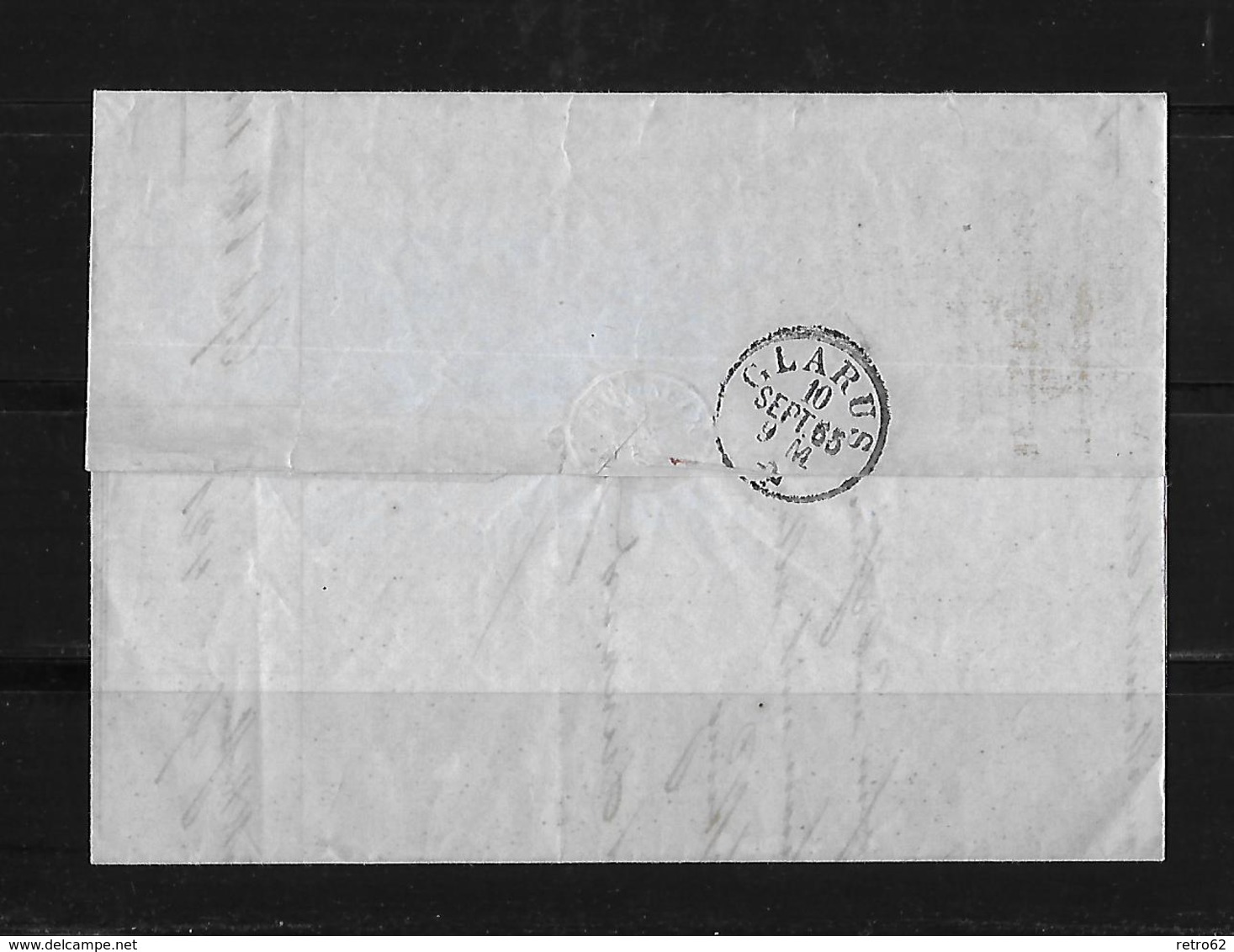 1865 Switzerland →10 C Blue On Nettstall Entire Letter Cover To Glarus - Briefe U. Dokumente