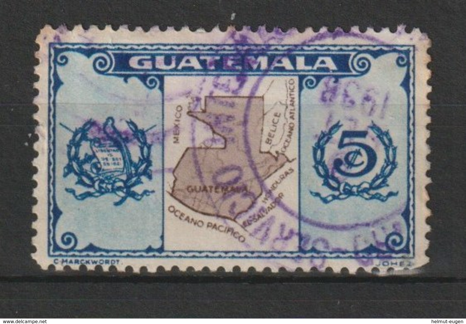 MiNr. 292 Guatemala, 1935, Nov./1936. Freimarken: Nationale Symbole. - Guatemala