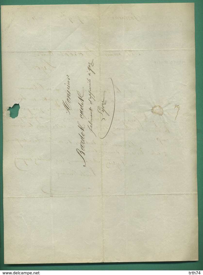 Chemin De Fer Grand Central De France Section Rhone Et Loire Parent Et Schaken 1854 Adressée Gaz Rive De Gier - Transports