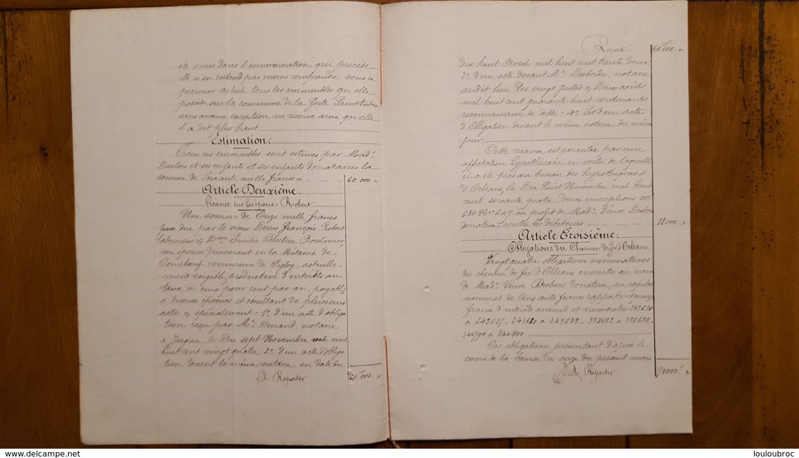ACTE NOTARIE ORLEANS AOUT 1868   7 PAGES - Historische Documenten