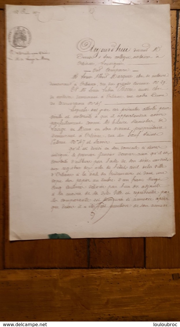 ACTE  NOTARIE ORLEANS 1857 - Historical Documents