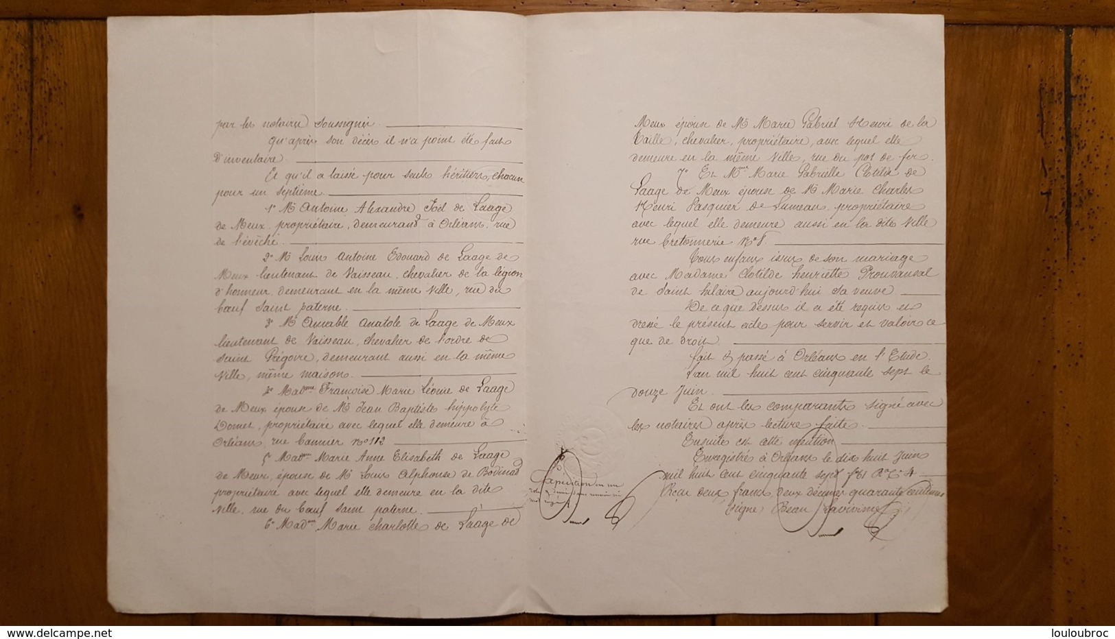 ACTE  NOTARIE ORLEANS 1857 - Historische Dokumente