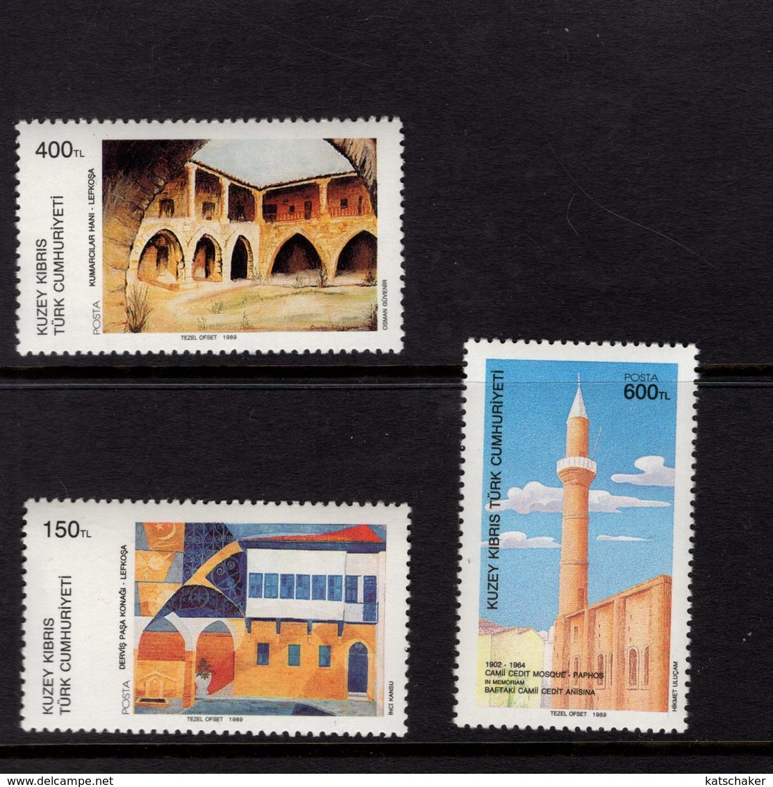 672581929 TURKISH CYPRUS 1989 POSTFRIS MINT NEVER HINGED POSTFRISCH EINWANDFREI SCOTT 242 244 PAINTINGS - Neufs