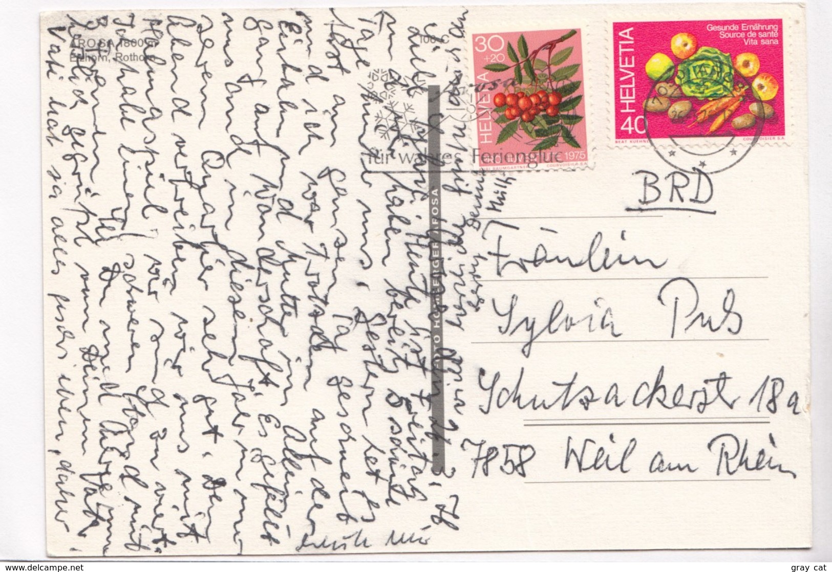 AROSA, 1800 M, Elzhorn, Rothorn, 1976 Used Postcard [22338] - Arosa