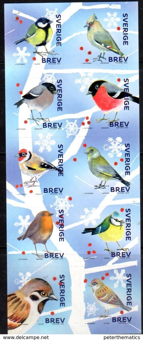 SWEDEN, 2018, MNH,BIRDS, WINTER  BIRDS, BOOKLET - Other & Unclassified