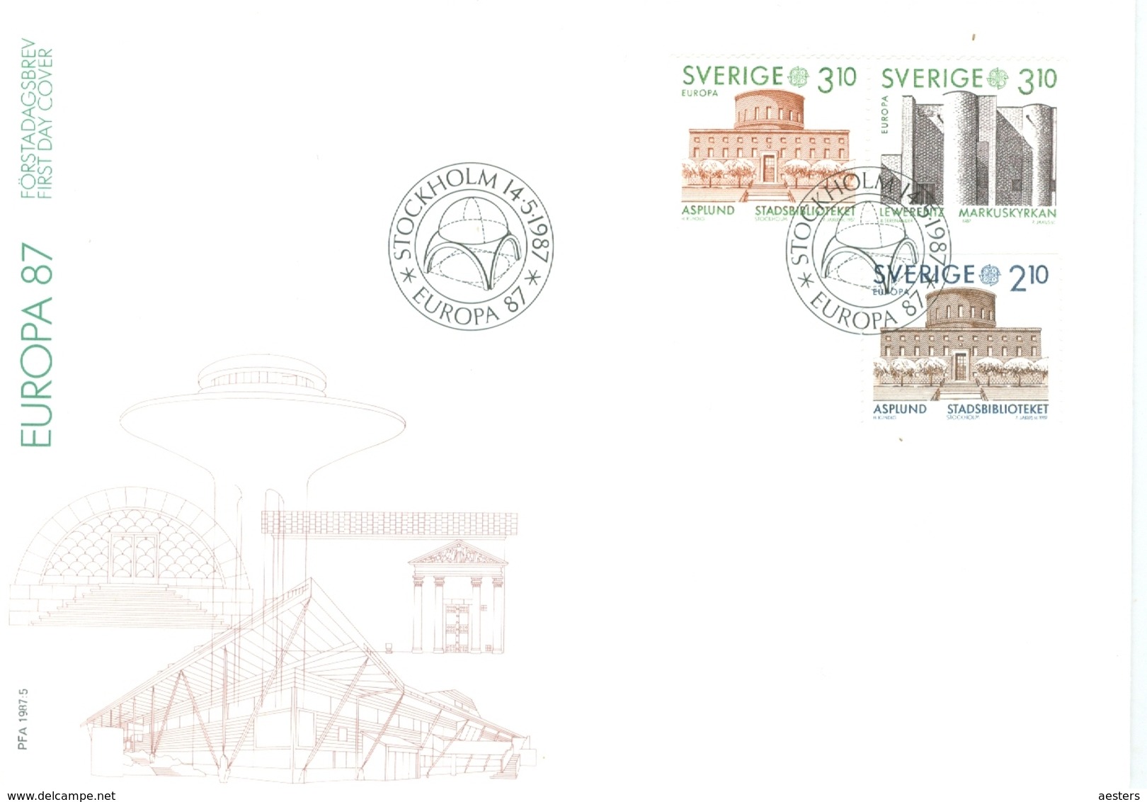 Sweden 1987; FDC Europa Cept, Michel 1428-1430. - FDC