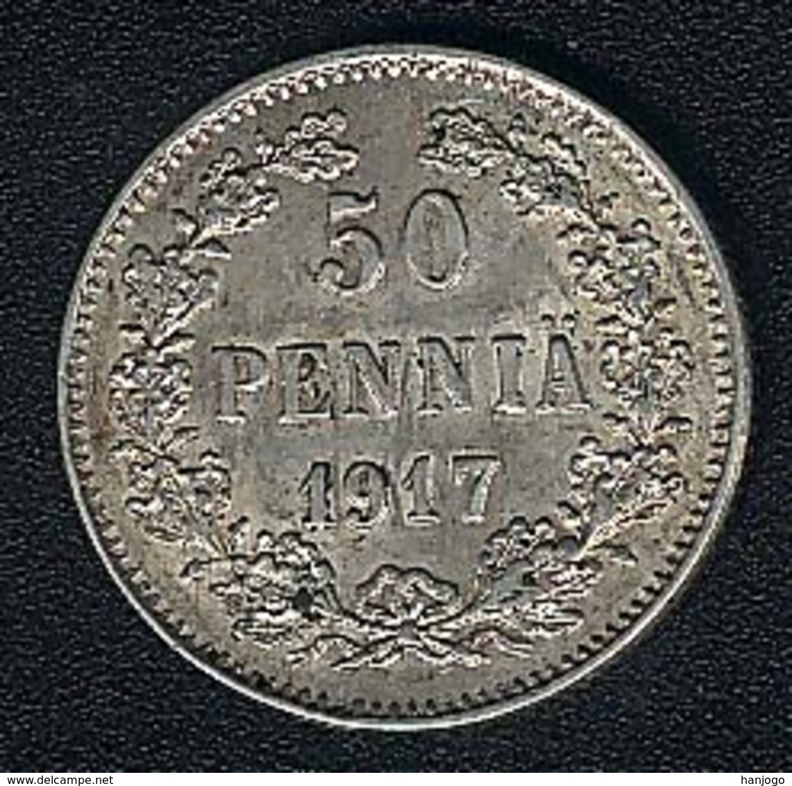 Finnland, 50 Penniä 1917, Silber, AUNC - Finnland