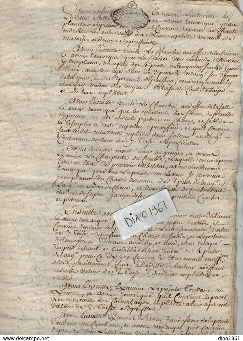 VP13.461 - Cachet Généralité De ROUEN - Acte De 1770 - Devis Pour Noble Dame M. H. CARREL De VAUX , De BONCOURT ........ - Timbri Generalità