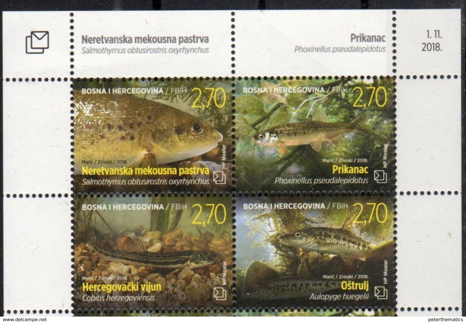 BOSNIA CROAT , 2018, MNH,FISH, 4v - Fishes