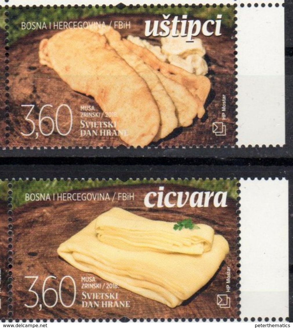 BOSNIA CROAT , 2018, MNH, WORLD FOOD DAY, FOOD, HERVEGOVINIAN DONUT,2v - Food