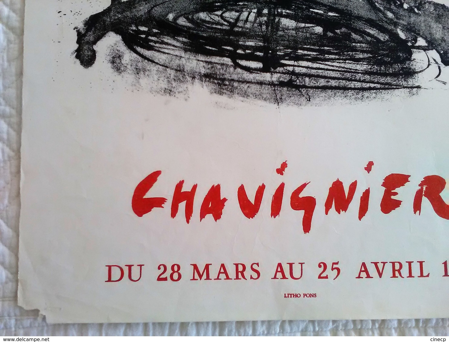 AFFICHE ANCIENNE ORIGINALE EN LITHOGRAPHIE CHAVIGNIER GALERIE CAVALERO CANNES 1964 Imprimeur LITHO PONS - Affiches
