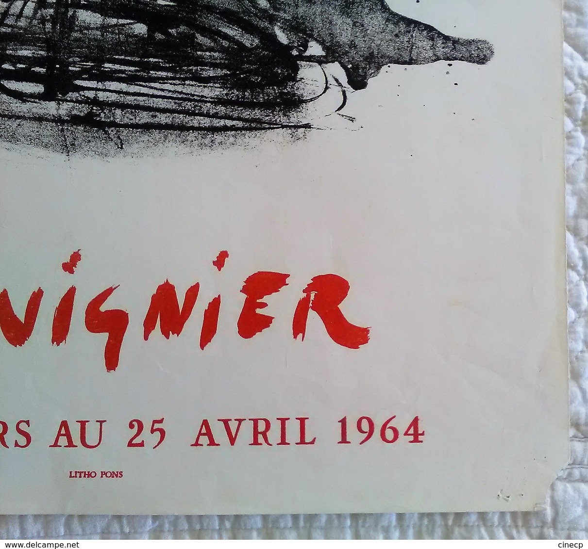 AFFICHE ANCIENNE ORIGINALE EN LITHOGRAPHIE CHAVIGNIER GALERIE CAVALERO CANNES 1964 Imprimeur LITHO PONS - Affiches