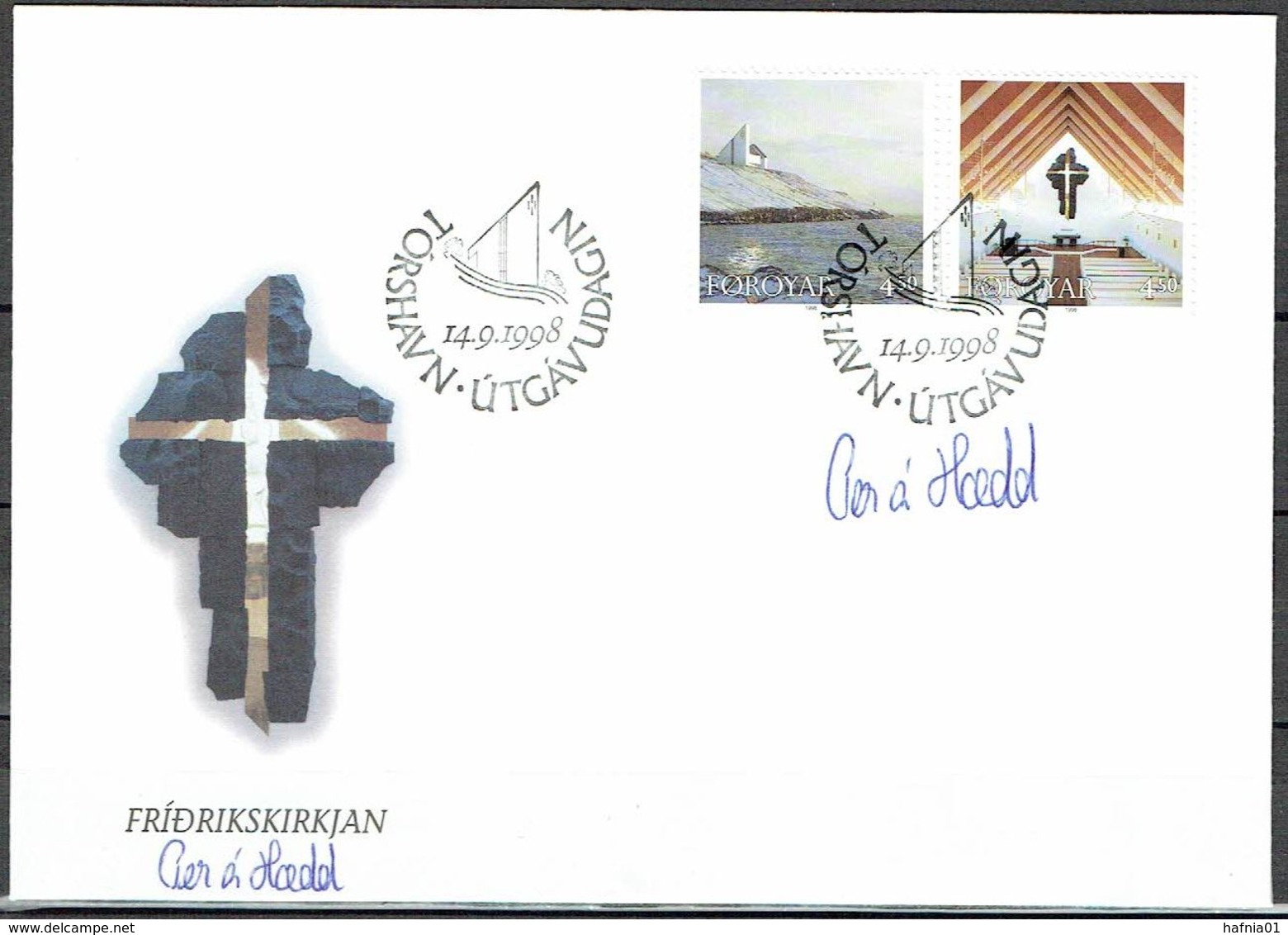 Faroe Islands 1998.  Frederikschurch In Nes.  Michel 345-46 FDC.  Signed. - Féroé (Iles)