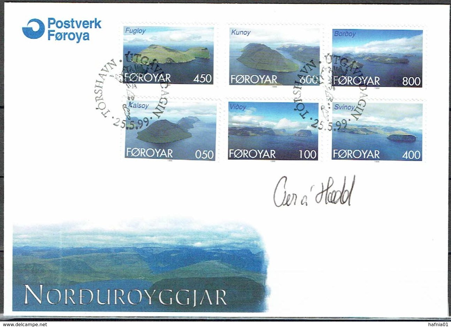 Faroe Islands 1999.  Islands.  Michel  356-61  FDC.  Signed. - Féroé (Iles)