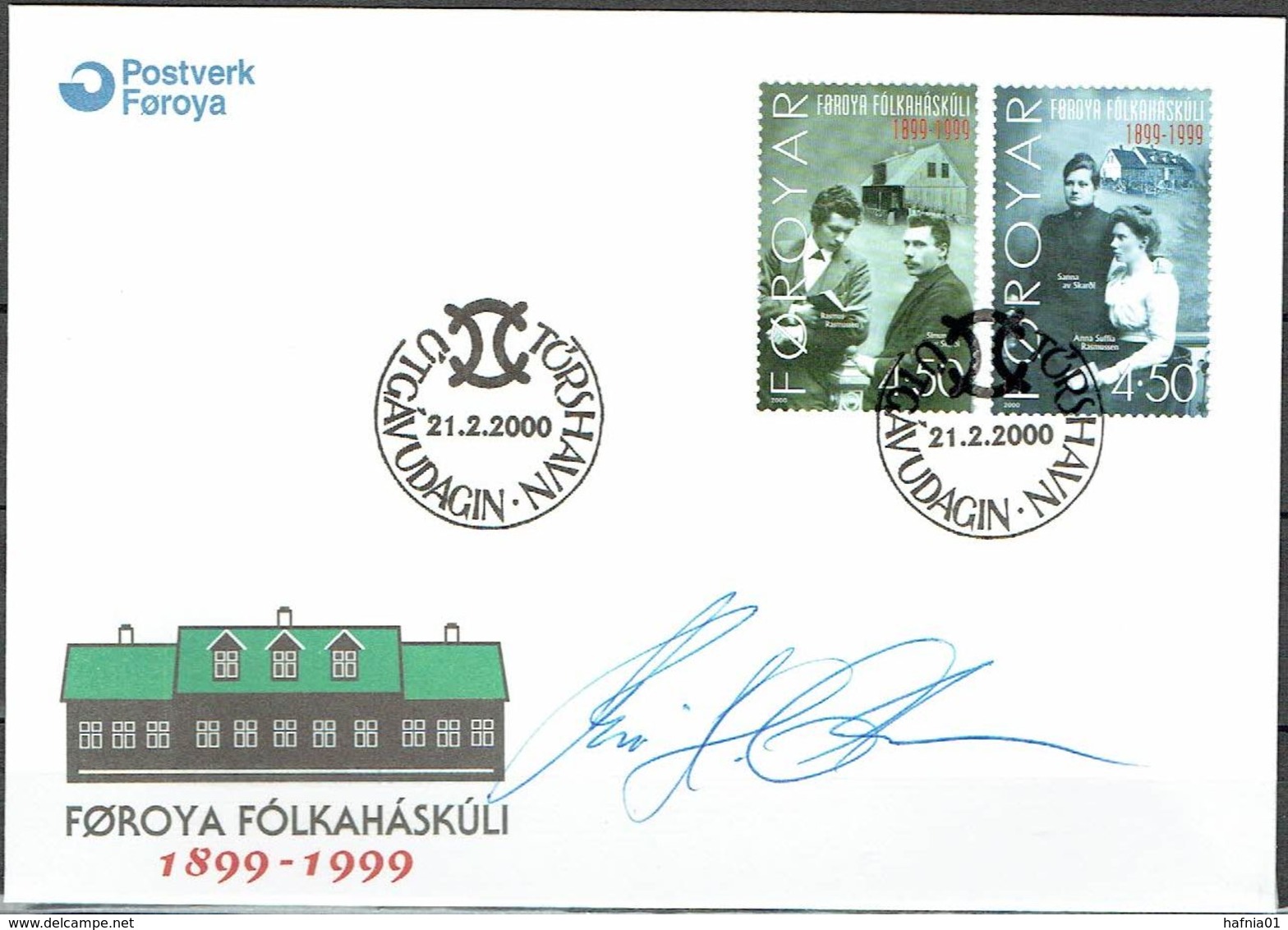 Faroe Islands  2000. 100 Anniv Community College Of Faroe Islands.  Michel  372-73  FDC.  Signed. - Féroé (Iles)