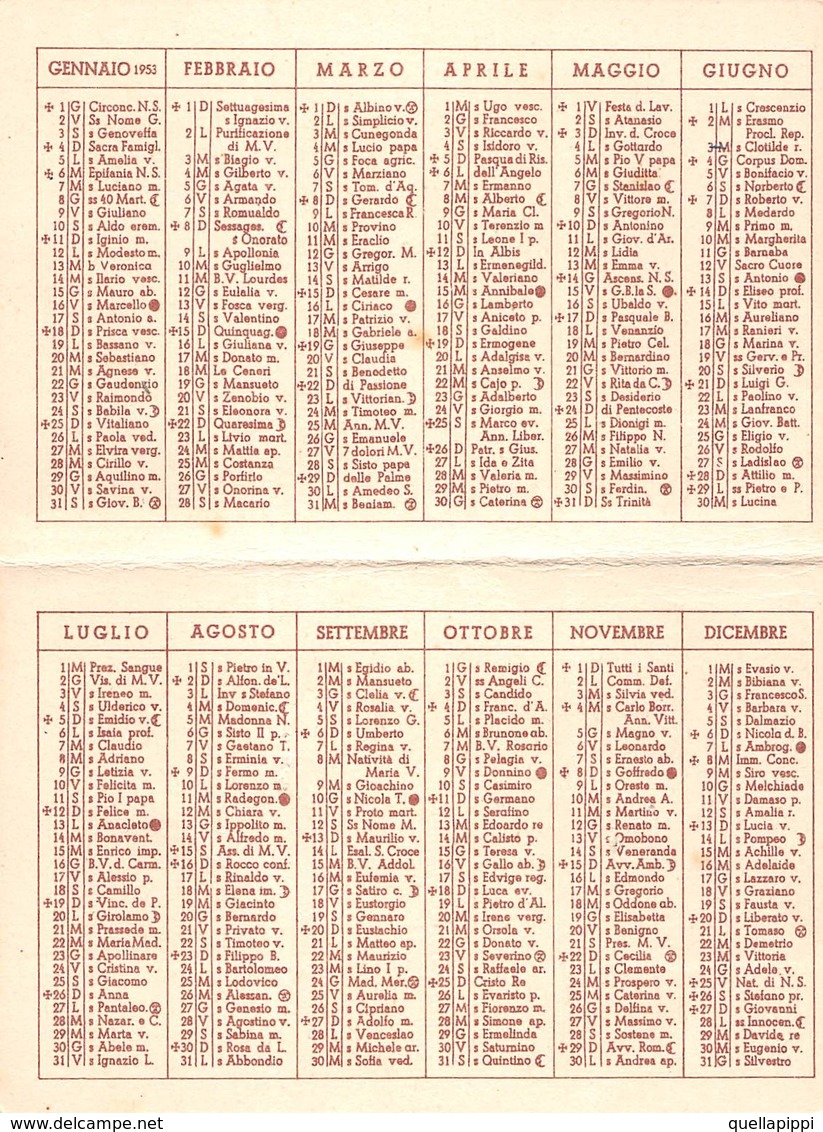 08873 "CALENDARIETTO - CASETTA IN MONTAGNA - NEVE - 1953" - Petit Format : 1941-60