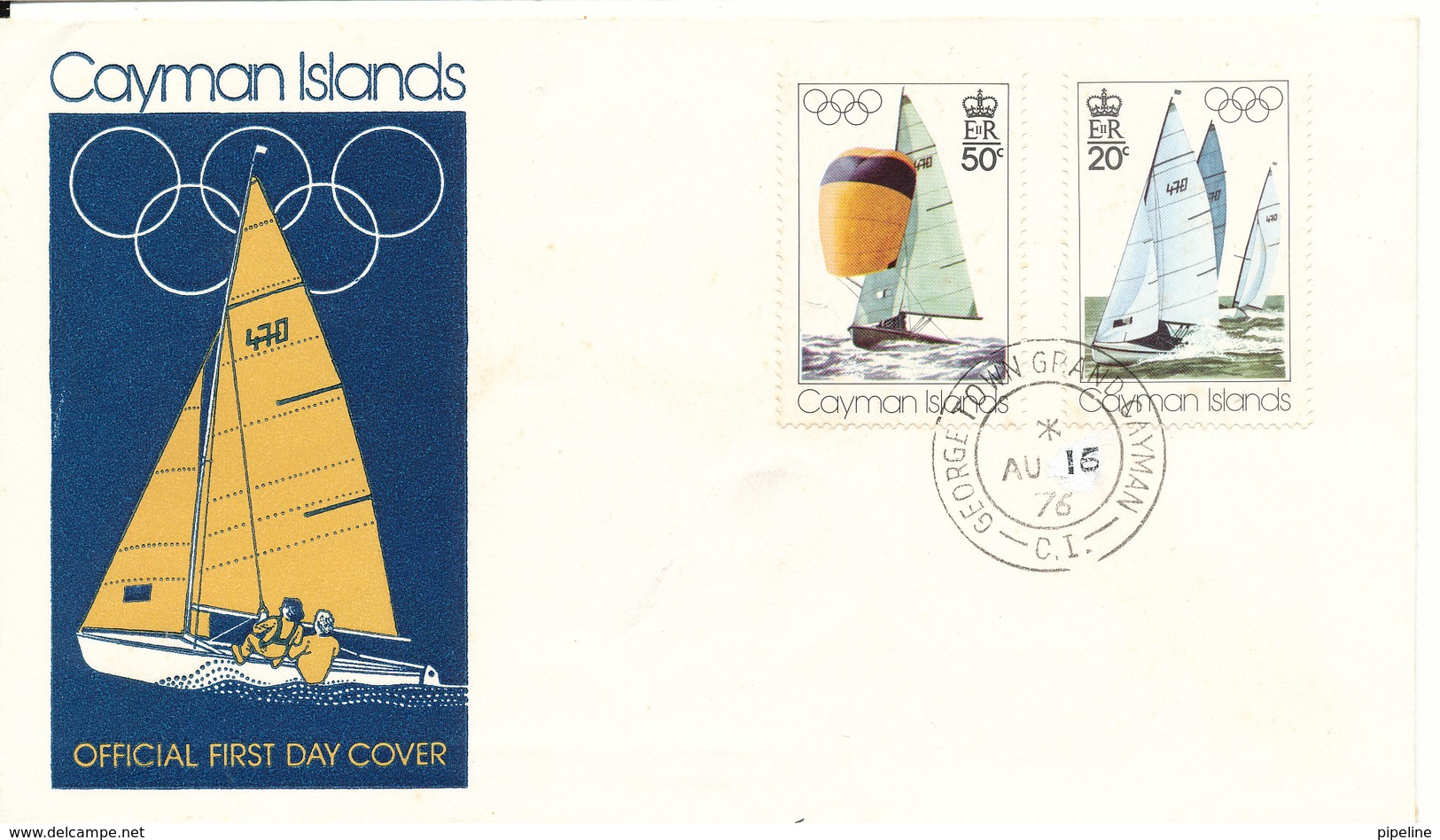 Cayman Islands FDC 16-8-1976 Olympic Games Set Of 2 With Cachet - Cayman Islands