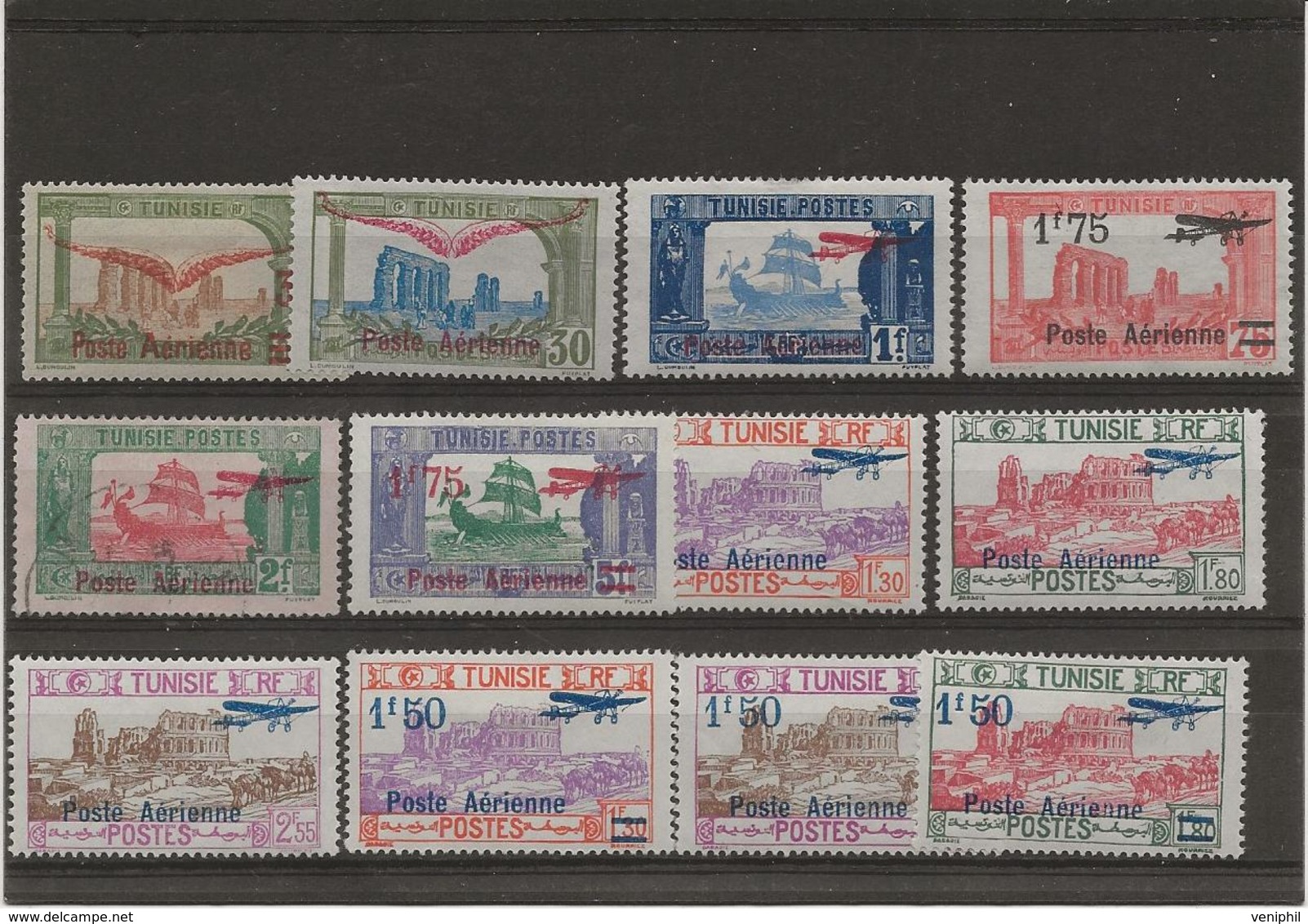 TUNISIE - POSTE AERIENNE N° 1 A 12 NEUF CHARNIERE- COTE :47 € - Airmail