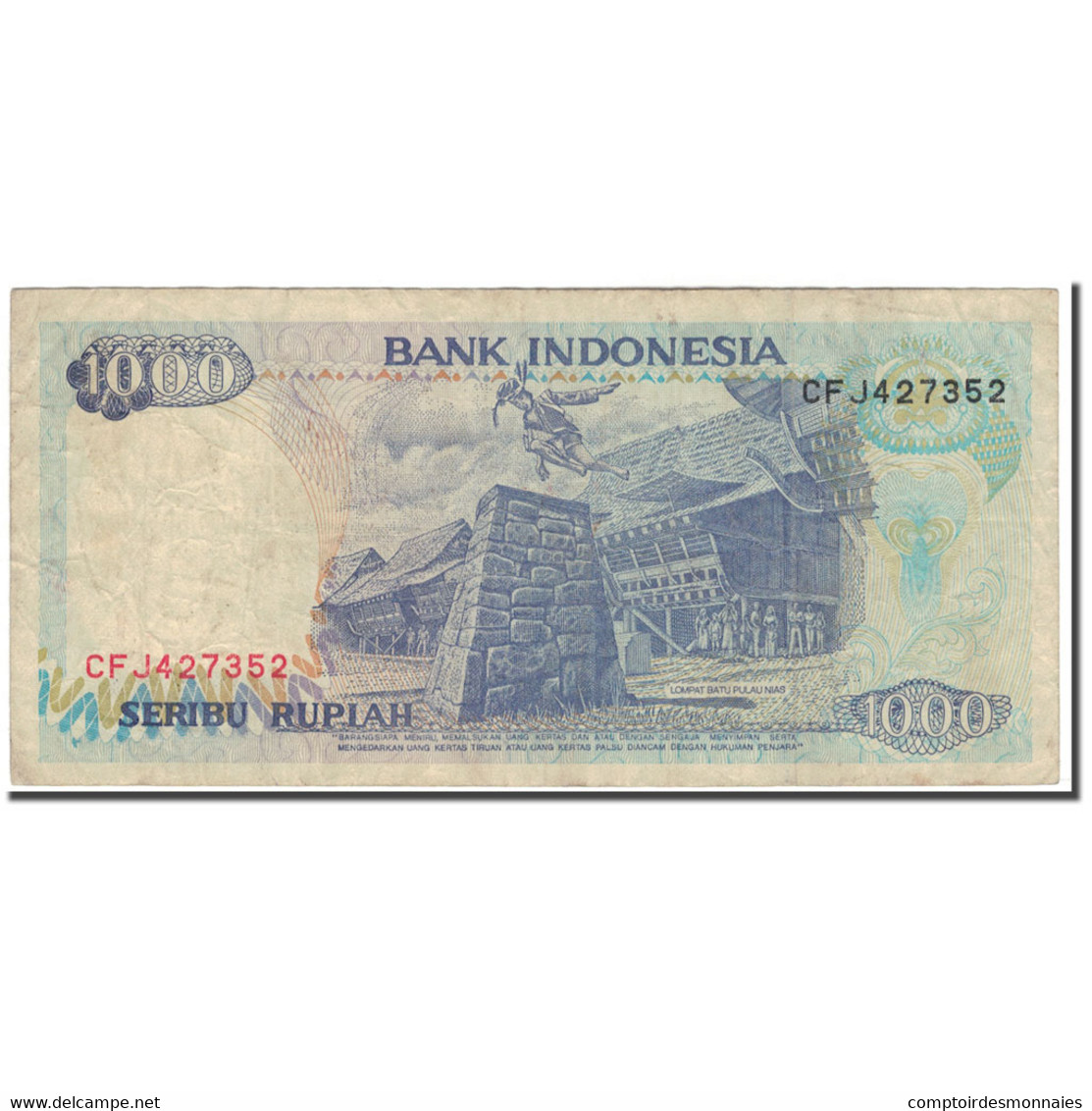 Billet, Indonésie, 1000 Rupiah, 1992, KM:129g, B+ - Indonésie