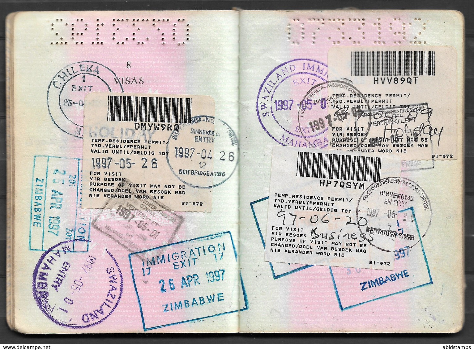 MALAWI  EXPIRED PASSPORT VISA ON PASSPORT