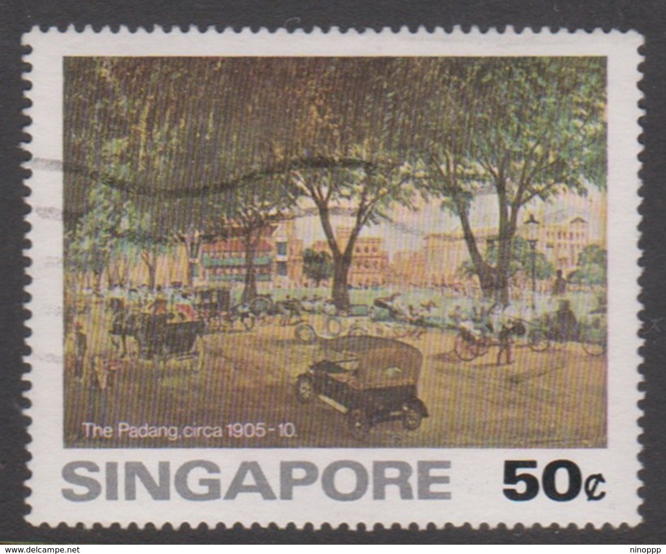 Singapore 284 1976 Paintings Of Old Singapore,50c The Padang, Used - Singapore (1959-...)