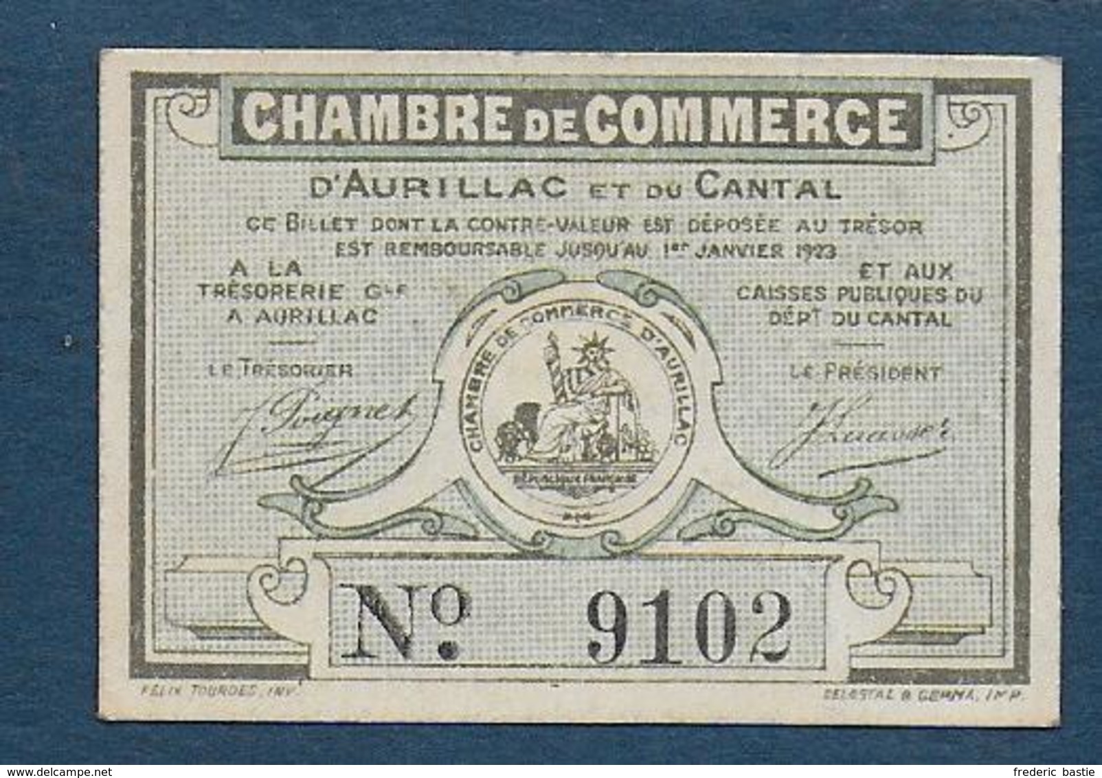 Chambre De Commerce D' Aurillac Et Du Cantal - 25 Centimes - Chamber Of Commerce