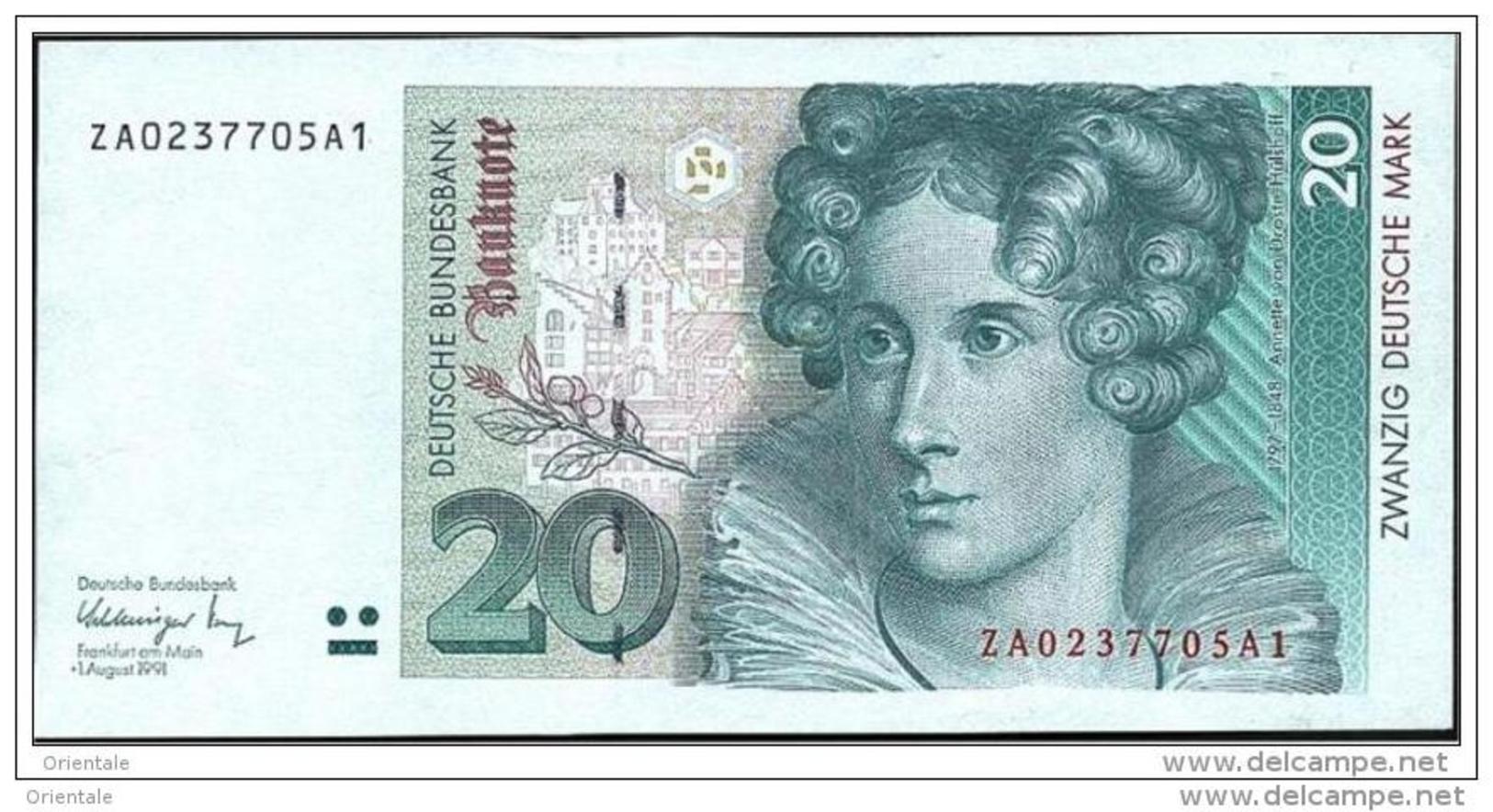 GERMANY FEDERAL REPUBLIC P. 39b 20 M 1993 UNC - 20 Deutsche Mark