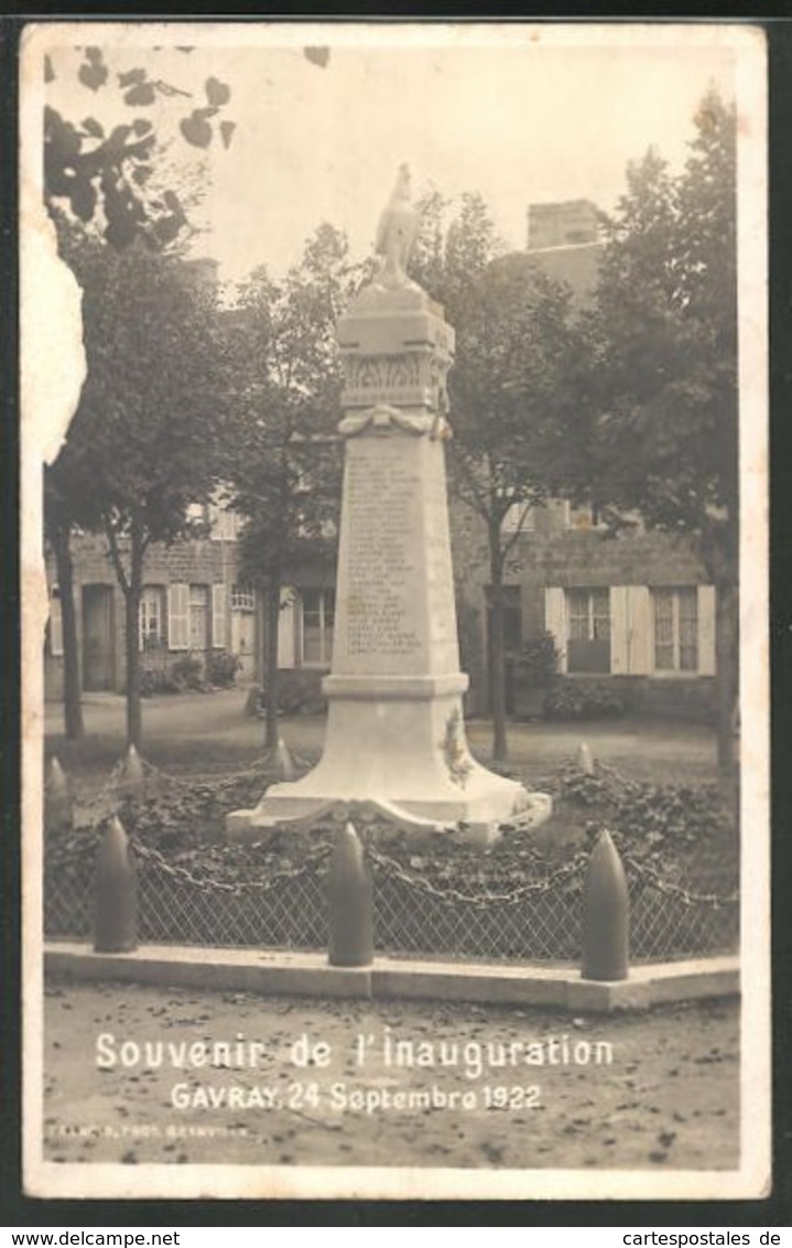 CPA Gavray, Enthüllung Des Le Monument Aux Mortss, 24.9.1922 - Other & Unclassified
