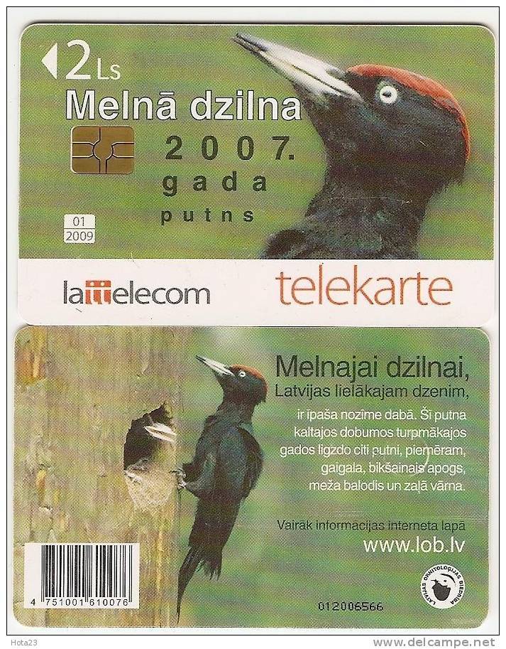 Bird 2007 Black Woodpecker Latvia Chip Phonecard - Lettonie