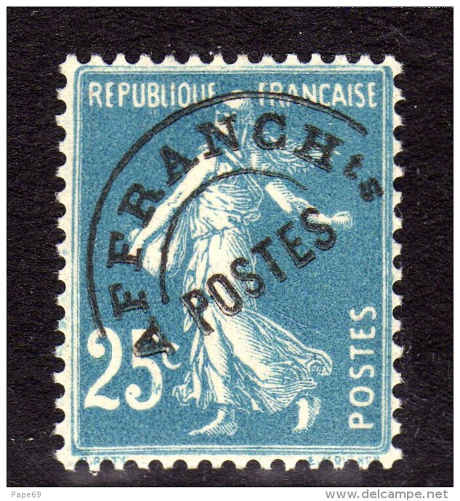 France  Préoblitéré N° 56  XX  Type Semeuse Fond Plein : 25 C. Bleu Sans Charnière, TB - 1893-1947