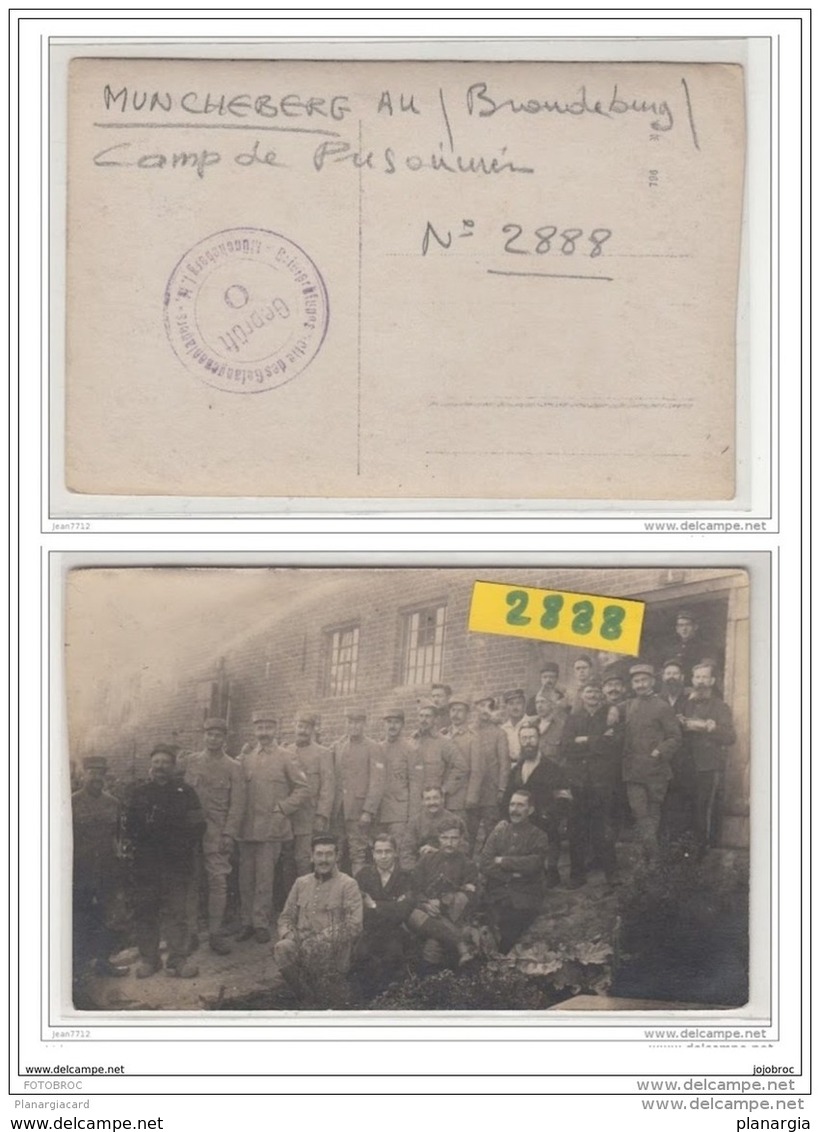 9654  POSTCARD AK CARTE PHOTO 2889W.W.1.CAMP DE MUNCHEBERG PORTRAIT DE PRISONNIER 74° INF.CACHET POUPEE - Muencheberg