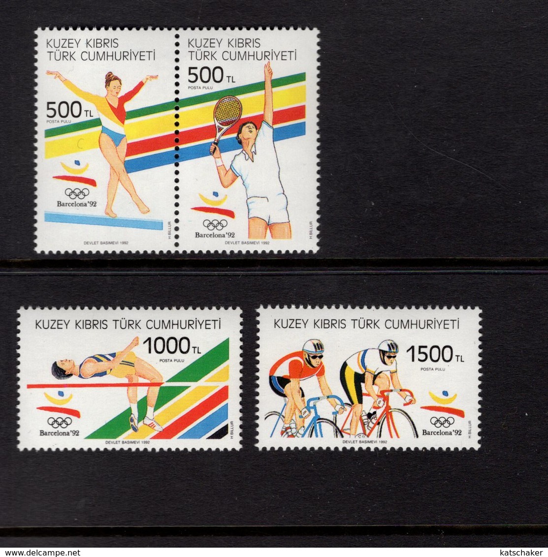 672678412 TURKISH CYPRUS 1992 POSTFRIS MINT NEVER HINGED POSTFRISCH EINWANDFREI SCOTT 329 330 331 SUMMER OLYMPICS - Neufs