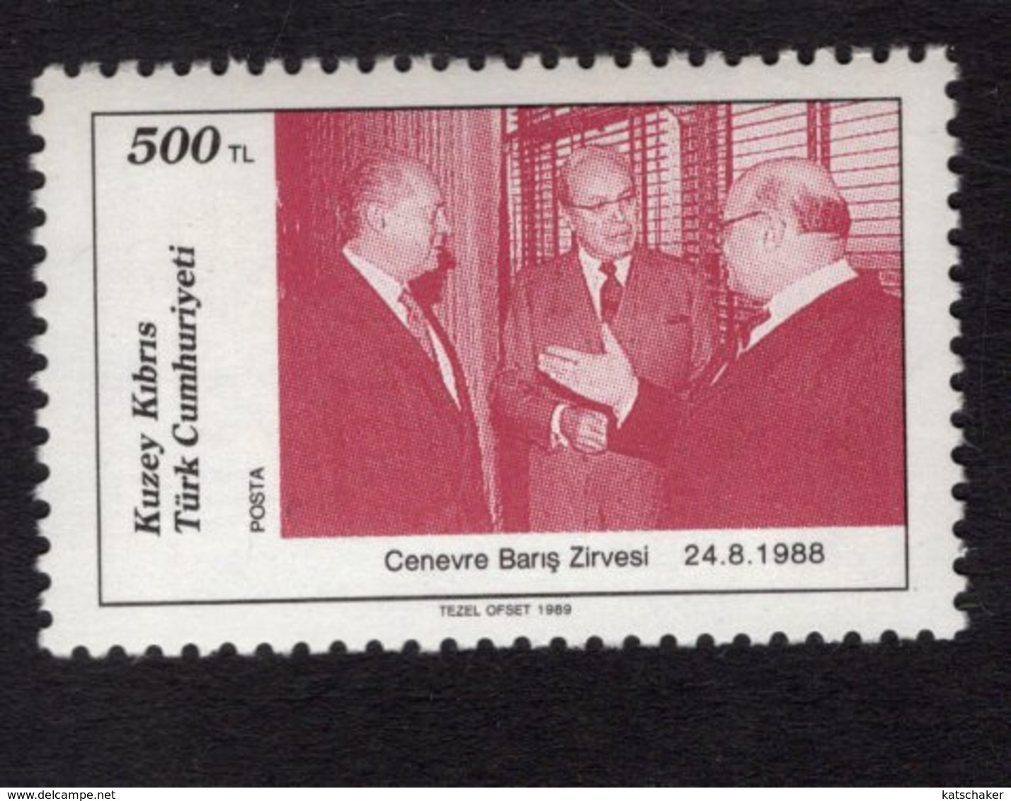 672680809 TURKISH CYPRUS 1989 POSTFRIS MINT NEVER HINGED POSTFRISCH EINWANDFREI SCOTT 247 GENEVA PEACE SUMMIT - Neufs