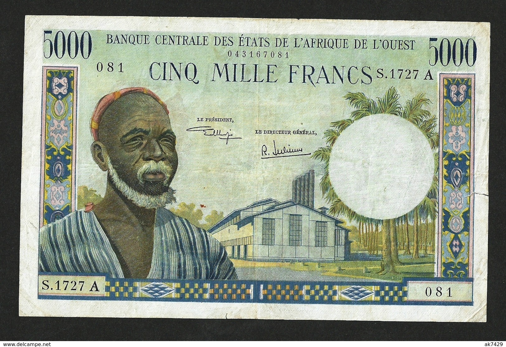 WEST AFRICAN STATES 5000 FRANCS ND (1961-65) PICK #104Ah VF- - West-Afrikaanse Staten