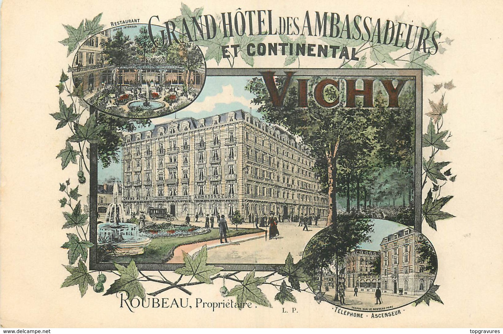 03 Vichy Grand Hotel Des Ambassadeurs Et Comtinental - Publicité