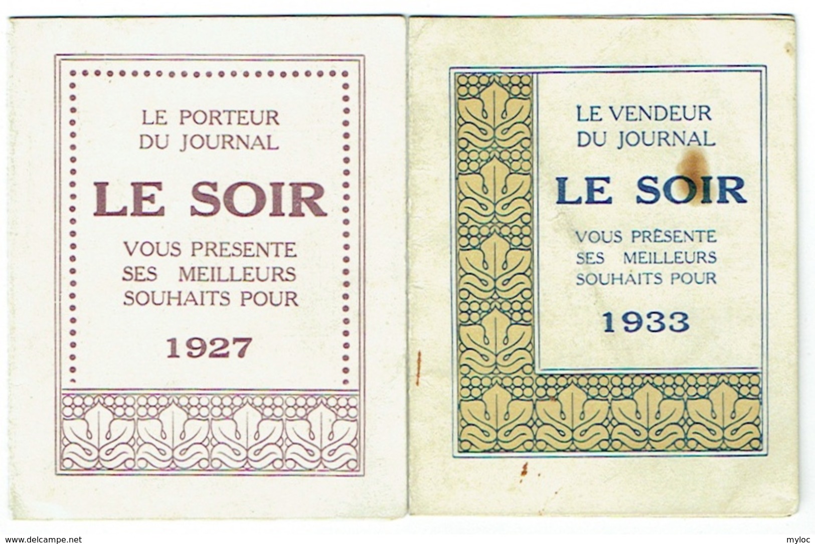 Calendrier. Lot De 2. Journal Le Soir. 1927/1933 - Klein Formaat: 1921-40