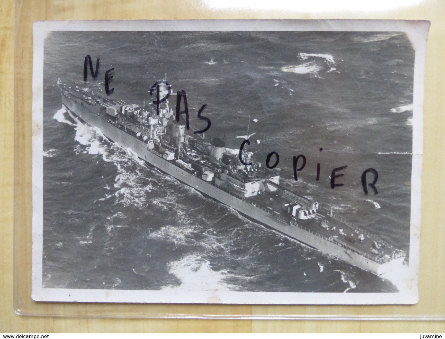 CROISEUR LA "MARSEILLAISE" 1940 VUE D'AVION - PHOTOGRAPHIE ORIGINALE CUIRASSE - MILITARIA - Bateaux