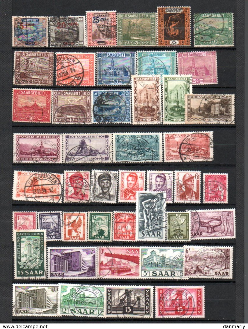 SARRE : Petit Lot De 68 Timbres Tous Différents Oblitérés - Collections, Lots & Séries