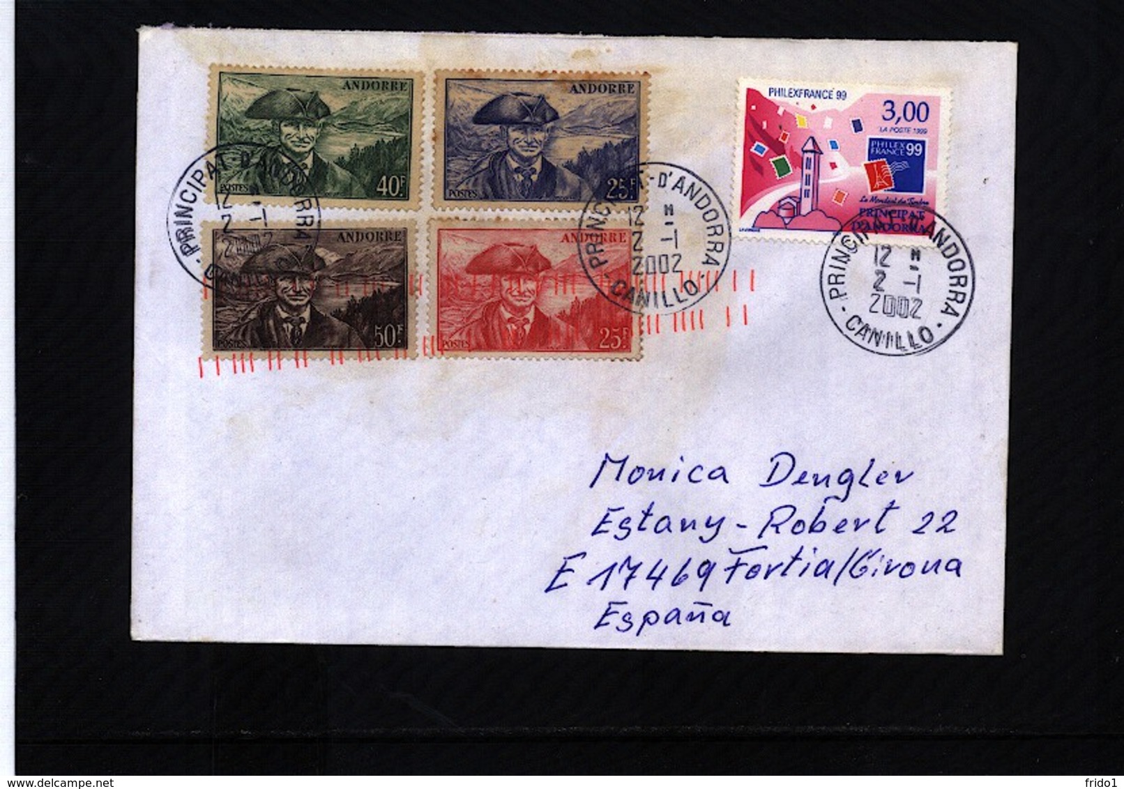 French Andorra 2002 Interesting Letter - Storia Postale