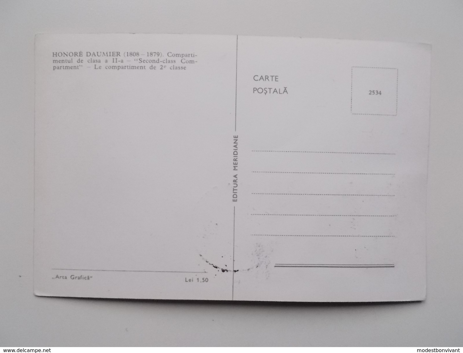 Original - HONORE DAUMIER ( 1808 - 1879 ) COMPARTIMENTUL DE CLASA II , Compartiment De Classe II - Cartes-maximum (CM)